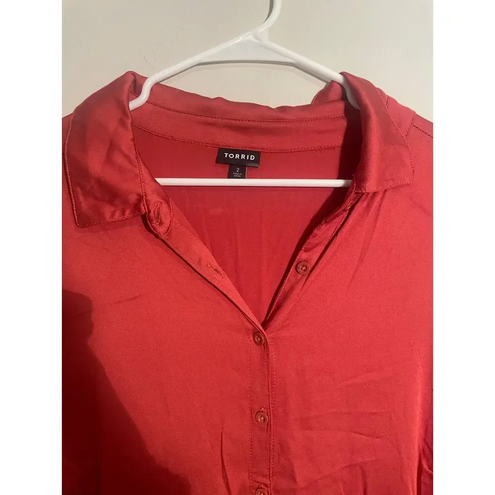 Torrid Rust Colored Button Front Challis Shirt Dr… - image 6